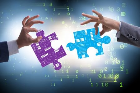 Digital transformation concept with jigsaw puzzle